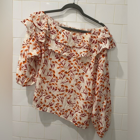 Maje Floral One Shoulder Blouse - Picture 2 of 6